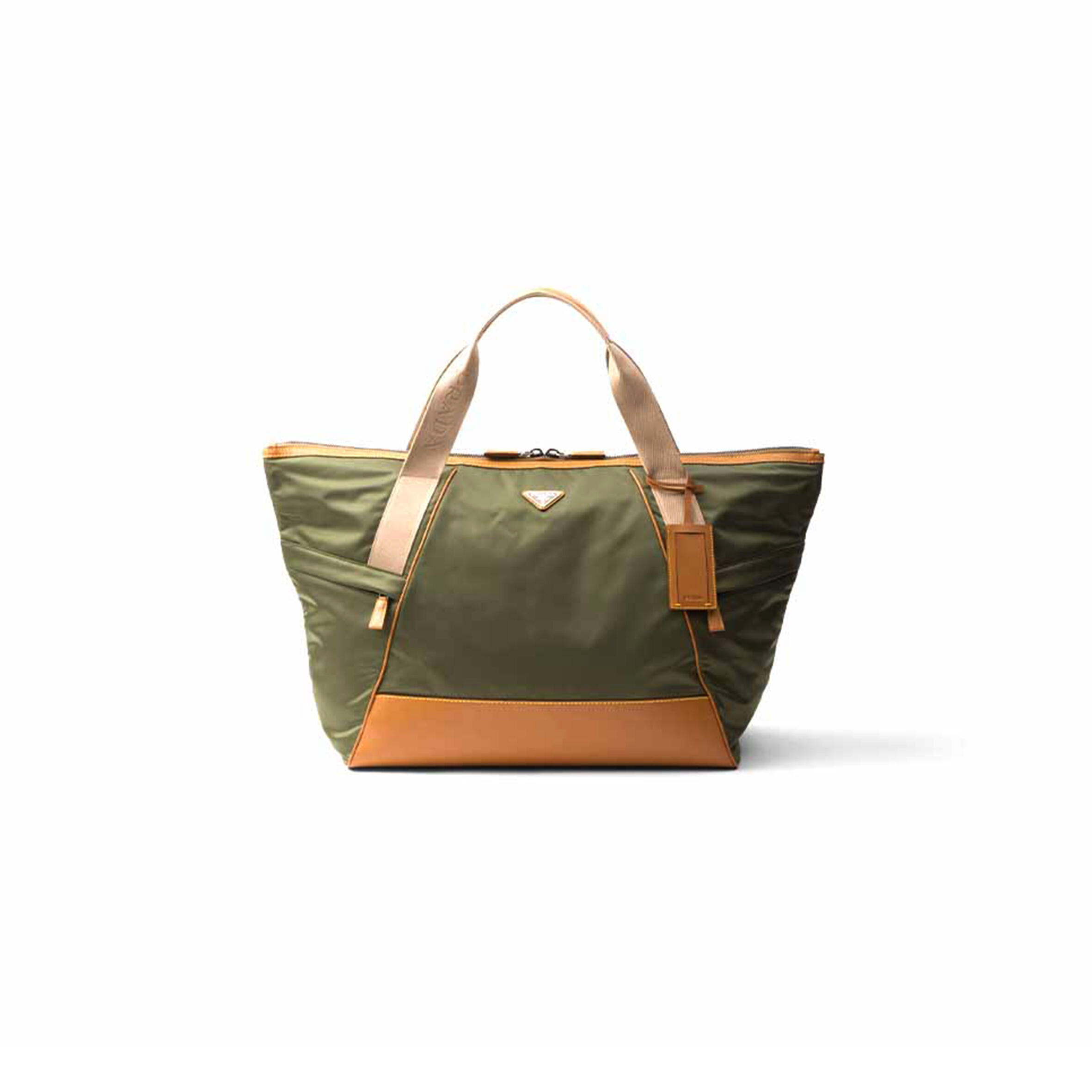 Pra*a re-nylon and leather duffle bag 2vc040 (44.5*40*24cm)